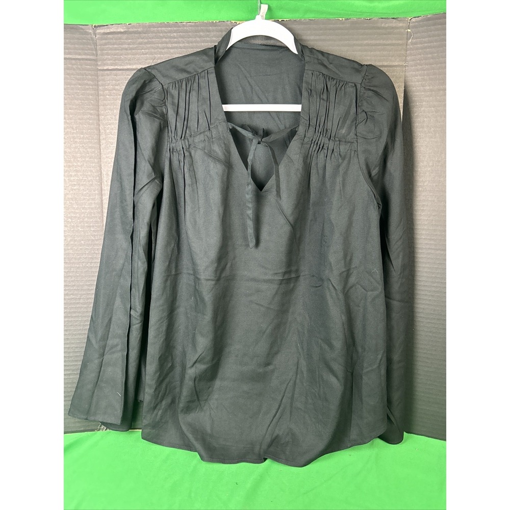 Jessica Simpson Womens Woven V-Neck Flare Sleeve Top Black Medium - Picture 5 of 6